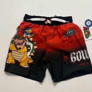 Nintendo Kids Bowser Swim Shorts - Red and Black
